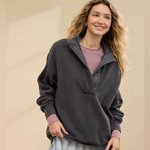 Aerie Getaway Quarter Snap Sweatshirt in Smoked Gray